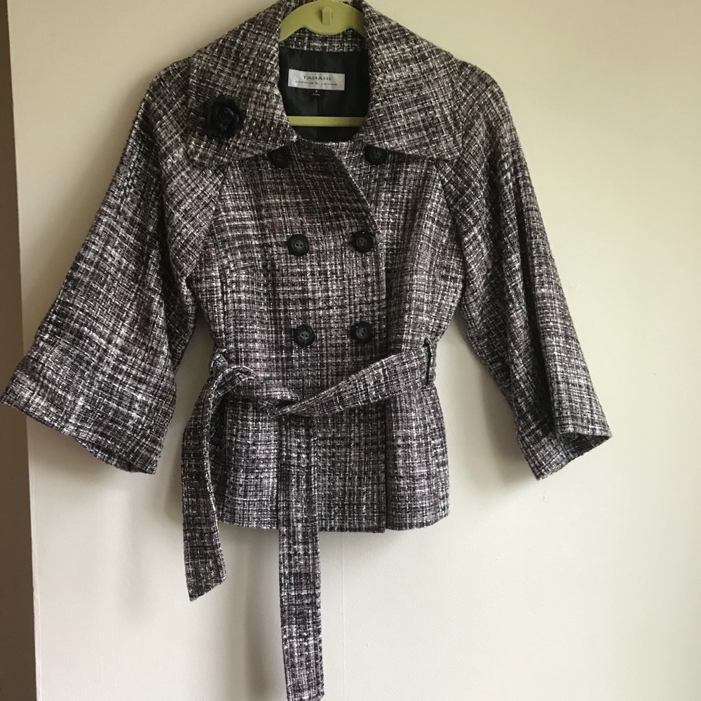 Tahari Tony tweed jacket double breasted size 2